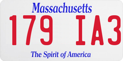 MA license plate 179IA3
