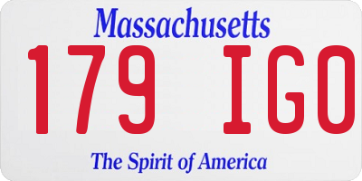 MA license plate 179IG0