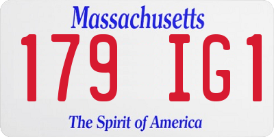 MA license plate 179IG1