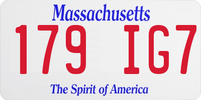 MA license plate 179IG7