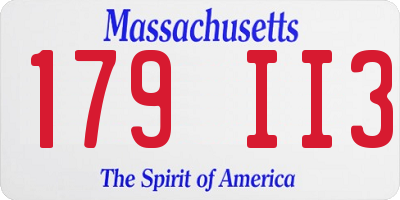 MA license plate 179II3