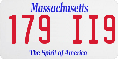 MA license plate 179II9