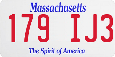 MA license plate 179IJ3