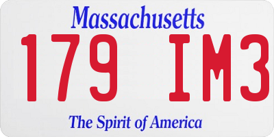 MA license plate 179IM3
