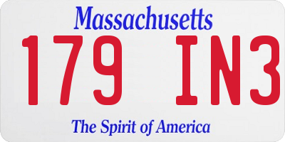 MA license plate 179IN3
