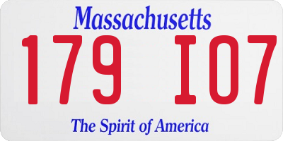 MA license plate 179IO7