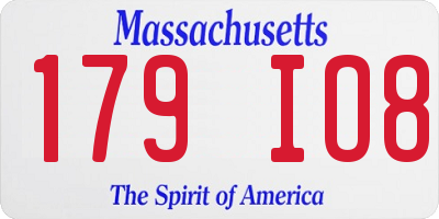 MA license plate 179IO8