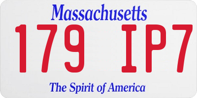 MA license plate 179IP7