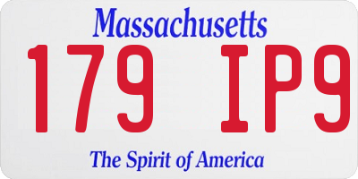 MA license plate 179IP9