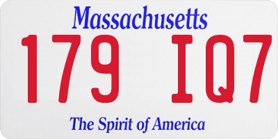 MA license plate 179IQ7