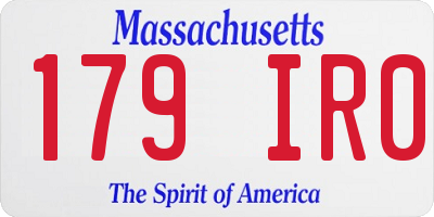 MA license plate 179IR0