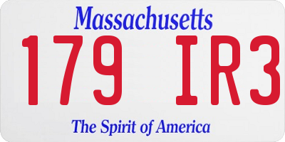 MA license plate 179IR3