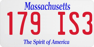 MA license plate 179IS3