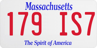 MA license plate 179IS7