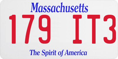 MA license plate 179IT3