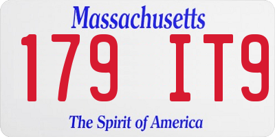 MA license plate 179IT9