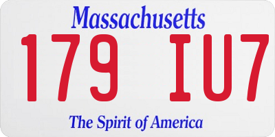 MA license plate 179IU7