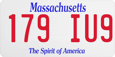 MA license plate 179IU9