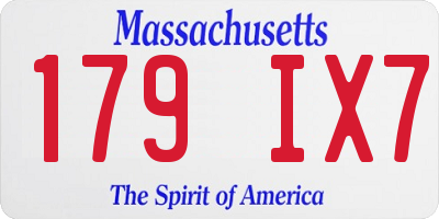MA license plate 179IX7