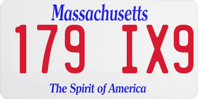 MA license plate 179IX9