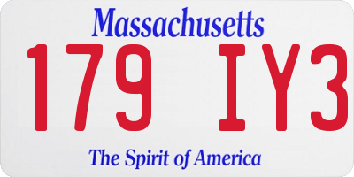 MA license plate 179IY3