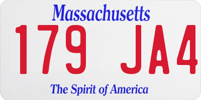 MA license plate 179JA4