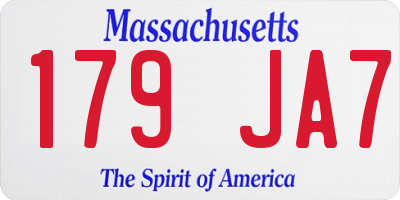 MA license plate 179JA7