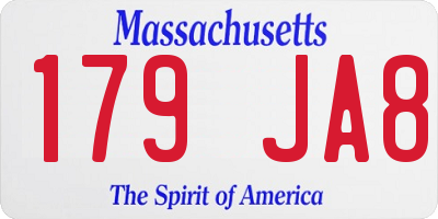 MA license plate 179JA8