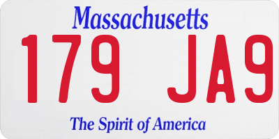 MA license plate 179JA9