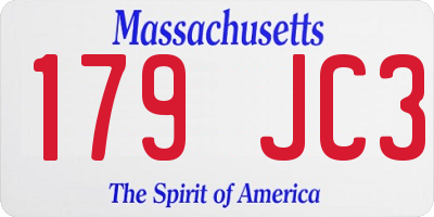 MA license plate 179JC3