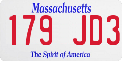 MA license plate 179JD3
