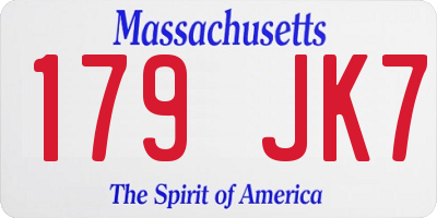 MA license plate 179JK7