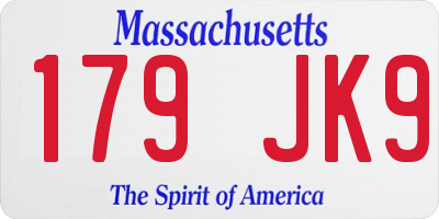 MA license plate 179JK9