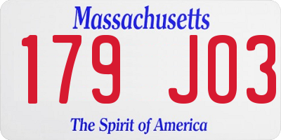 MA license plate 179JO3