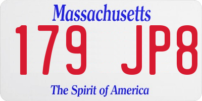 MA license plate 179JP8