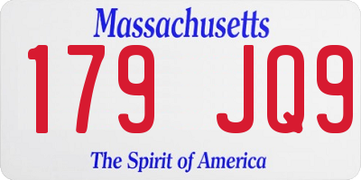 MA license plate 179JQ9