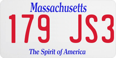 MA license plate 179JS3