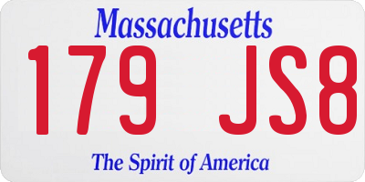 MA license plate 179JS8