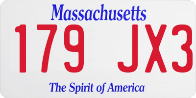 MA license plate 179JX3