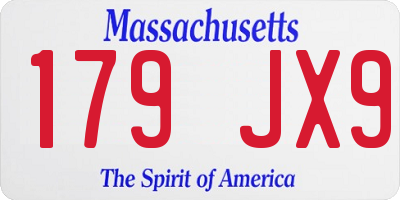 MA license plate 179JX9
