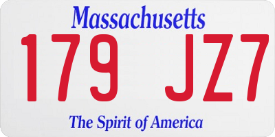 MA license plate 179JZ7