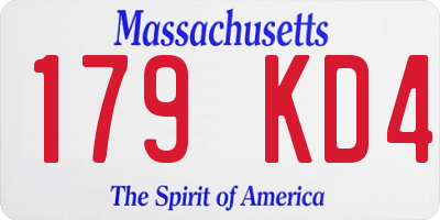 MA license plate 179KD4