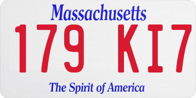 MA license plate 179KI7