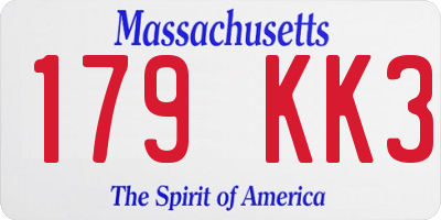 MA license plate 179KK3