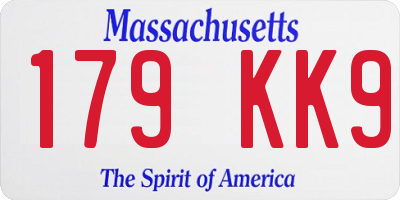 MA license plate 179KK9
