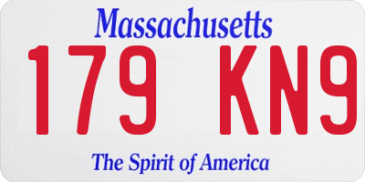 MA license plate 179KN9