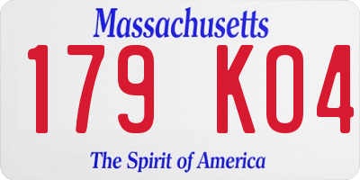 MA license plate 179KO4