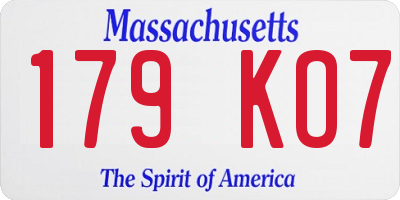 MA license plate 179KO7