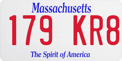 MA license plate 179KR8