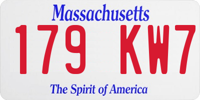 MA license plate 179KW7